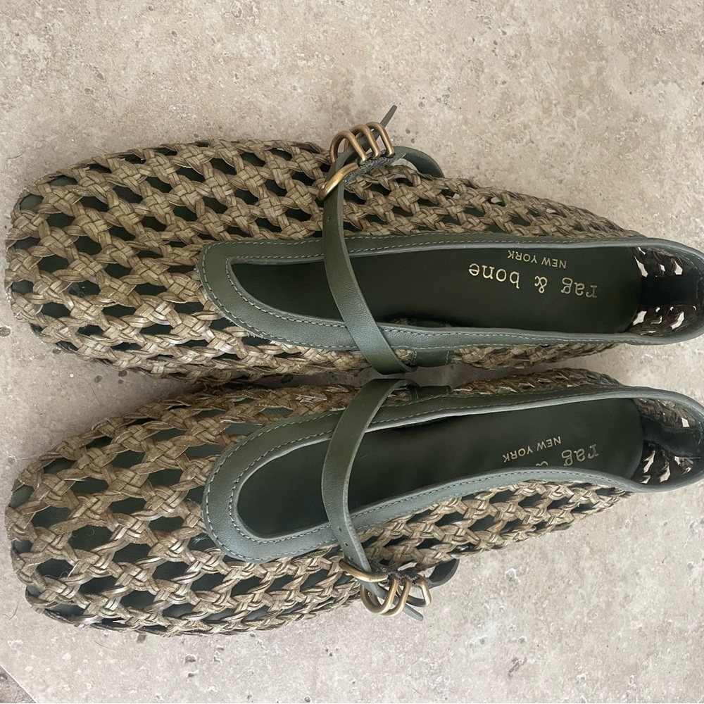 Rag & Bone Olive Woven Flats